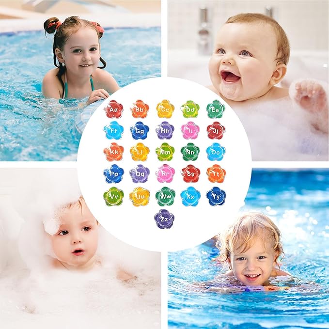Bath Letters - 26 Pieces Floating Alphabet Set, Waterproof Educational Toys | Fun Learning Tools for Kids, Pool Beach and Bathtub Play, Early Education Entertainment Supplies, 5.5x5cm