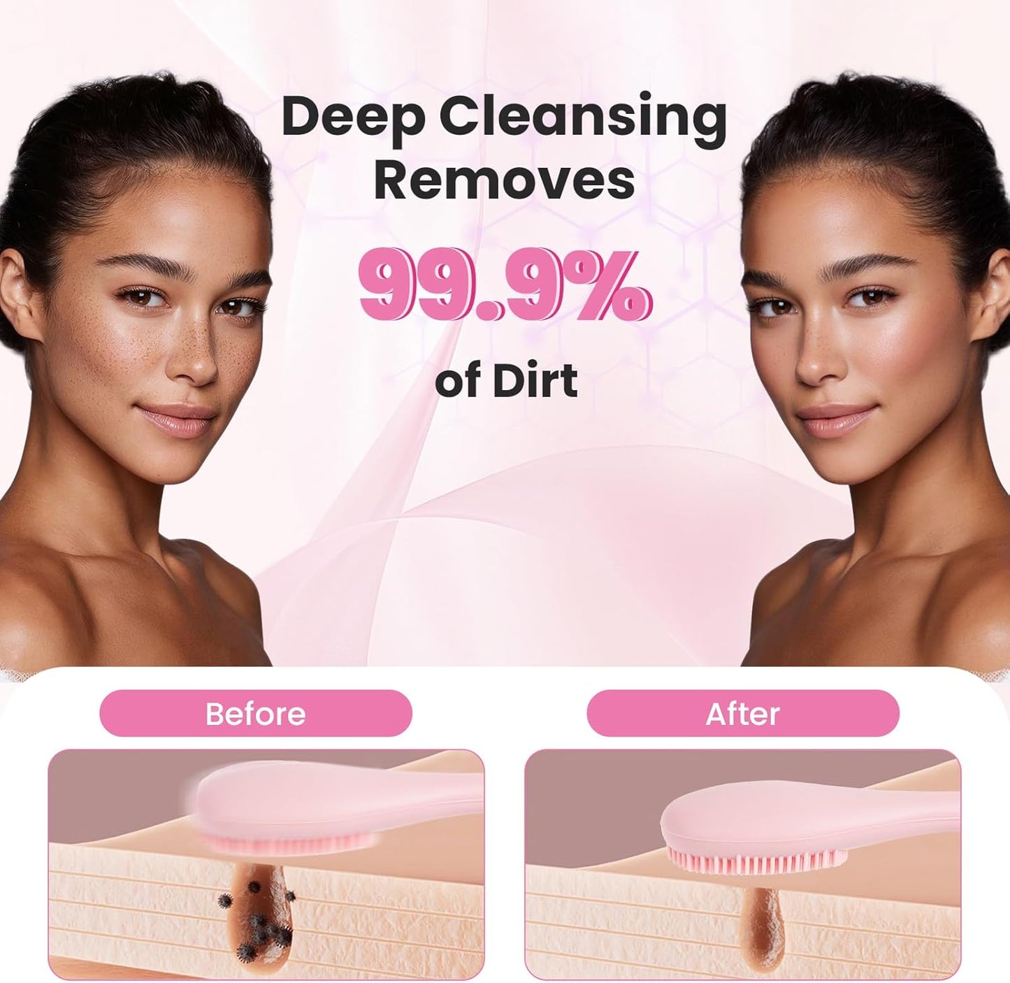 2PCS Silicone Facial Cleaning Brush- 2 in 1 Face Scrubber Exfoliator for Exfoliating, Massaging, Remove Blackheads- Face Mask Applicator Brush for for Mud, Clay, Lotion, DIY Mask