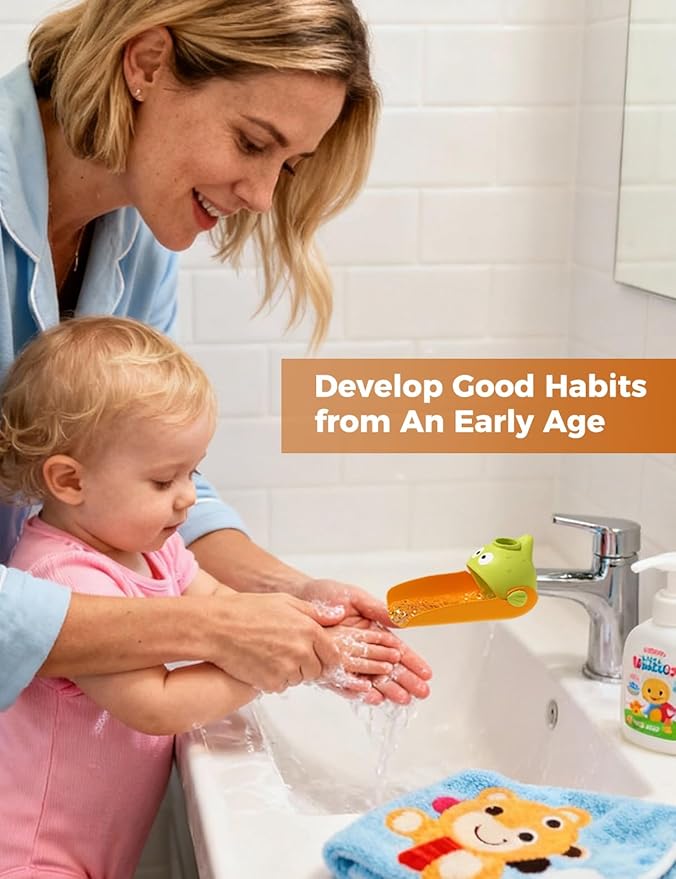 Faucet Extender for Toddlers, Silicone Sink Extender for Toddlers Faucet Extender for Kids, Suitable for Bathroom Sink, Kitchen,Bathtub (2 Pack)