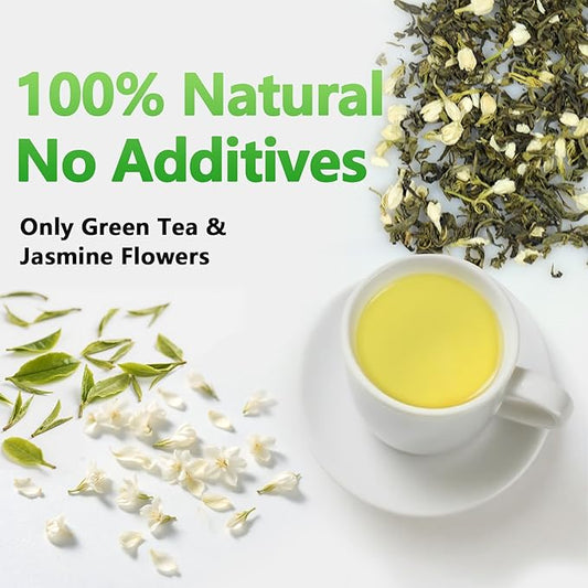 Jasmine Green Tea Bags – 60 Count | Fragrant Jasmine-Infused Green Tea | Smooth & Refreshing | Individually Wrapped for Freshness | Ideal for Home, Office & Travel