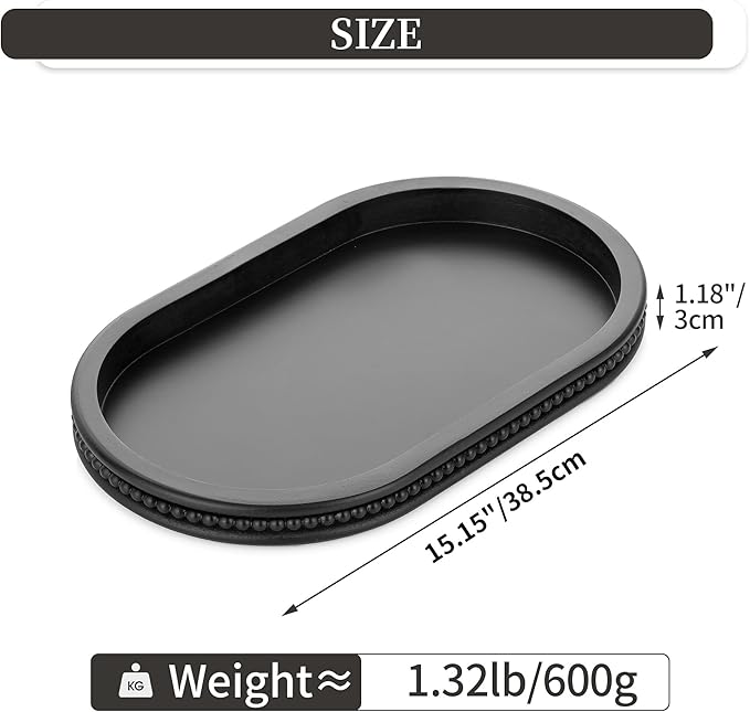 Hanobe Decorative Trays for Coffee Table : Black Oval Centerpiece Tray Wood for Farmhouse Entry Table Decor Round Bathroom Tray for Living Room Kitchen Counter