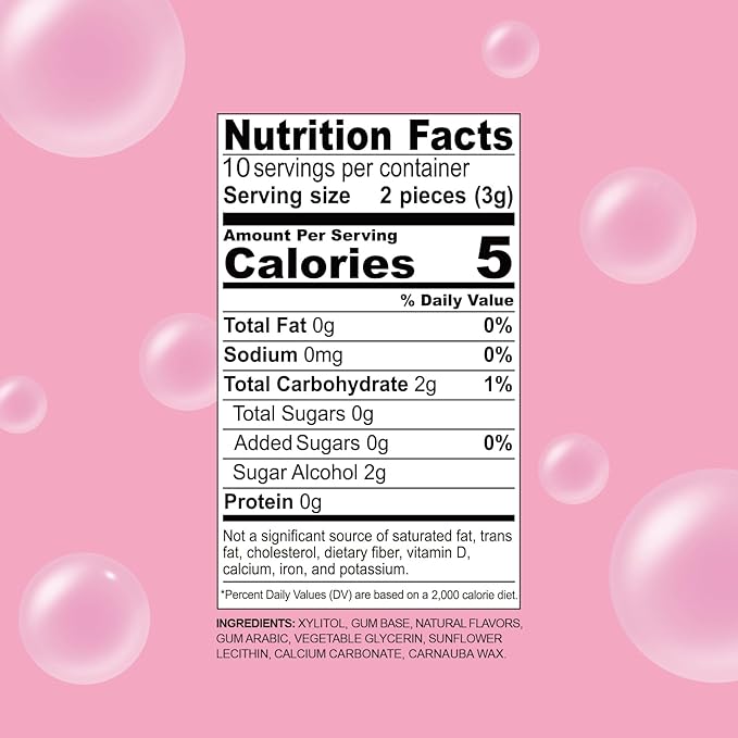 DC24 DAILY CARE 100% Xylitol Gum | Aspartame Free Chewing Gum | Natural Bubblegum Flavored Sugar Free Gum, 20 Pieces, Pack of 5