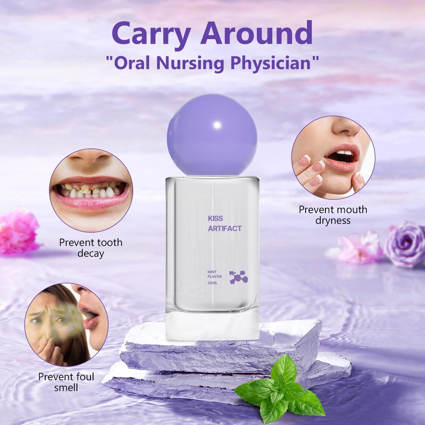 2pcs Probiotic Oral Spray for Long-Lasting Freshness, Alcohol-Free Oral Spray with Probiotics for Breath Care, Probiotic Breath Spray, Convenient Travel-Sized Breath Spray, 20ml/0.68oz