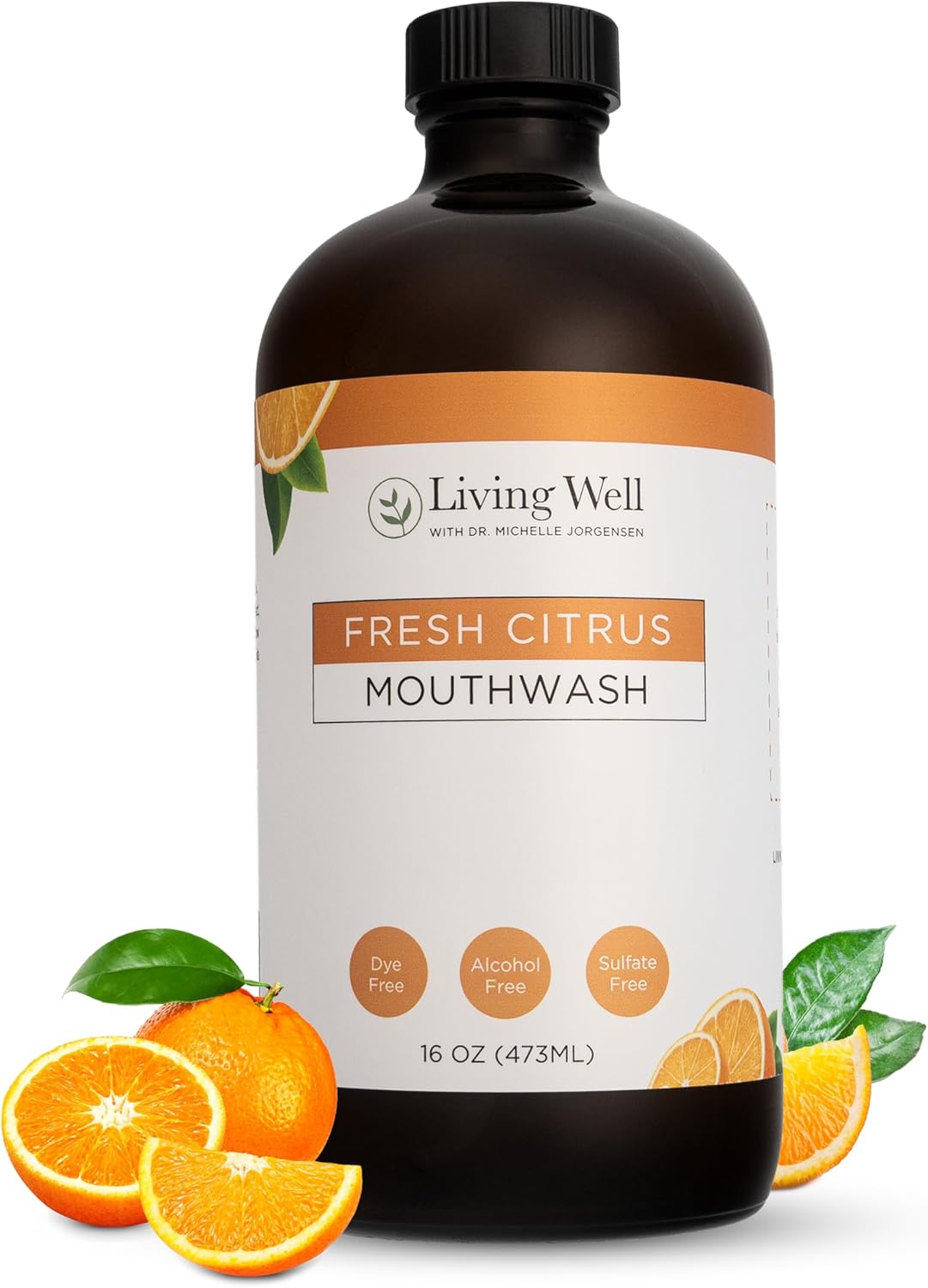 Living Well with Dr. Michelle Fresh Citrus Remineralizing Mouthwash | Hydroxyapatite & Colloidal Silver Formula | Alcohol-Free, Natural & Organic | Fluoride-Free Mouth Rinse