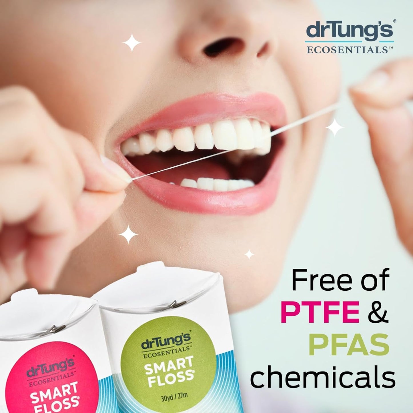 DrTung's Smart Floss - Natural Floss, PTFE & PFAS Free Floss, Gentle on Gums, Expands & Stretches, BPA Free - Natural Dental Floss Cardamom Flavor (Pack of 1)