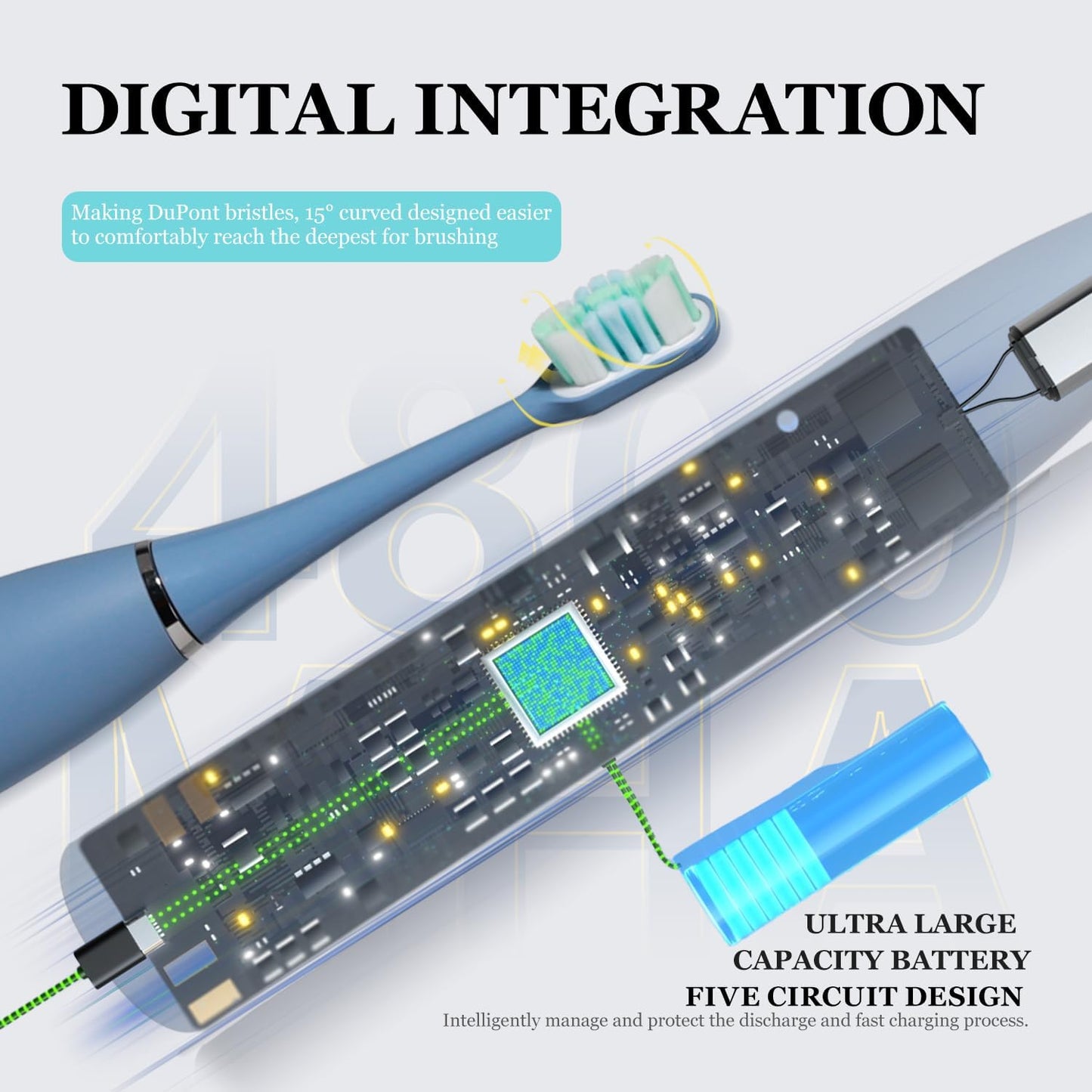 Foldable Electric Toothbrush for Adults – Dual UV Sanitization, 272 Sonic Modes, USB-C Rechargeable, 4 Brush Heads, Leather Travel Case, Portable Blue Toothbrush