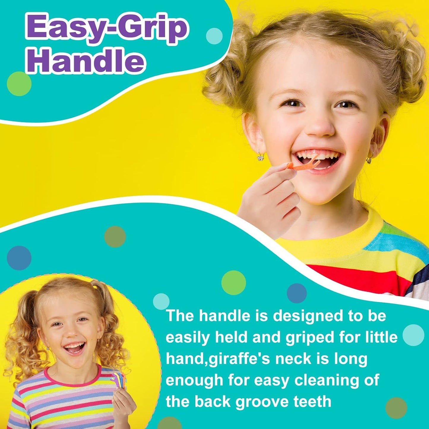 300 Count Kids Flossers, Cute Giraffe Kids Floss Picks, No Fluoride BPA Free Dental Floss Picks, Unflavored Flossers for Kid, 4 Colors, 75 Count (Pack of 4)