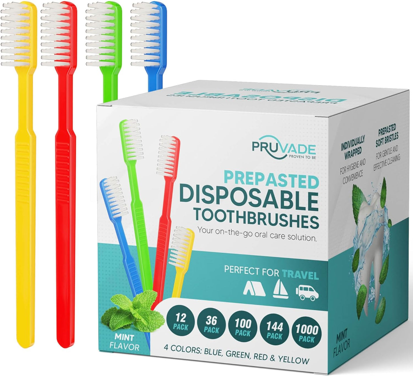 100 Pack Disposable Toothbrushes with Toothpaste Built In - Prepasted Toothbrushes Individually Wrapped - Single Use Waterless Tooth Brush with Soft Bristles for Airbnb, Hotel, Camping, Travel