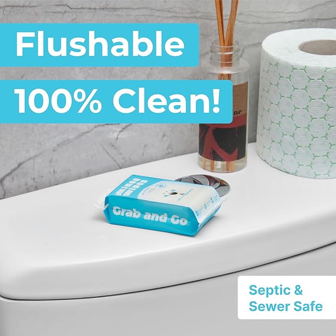 Impossibly Compact Travel Flushable Wipes - 99.5% Water and Aloe - Safe for Sensitive Skin, Hypoallergenic & Unscented - Travel Essentials for Adults, Kids & Baby Care - 48 Pack Total 288 Wipes