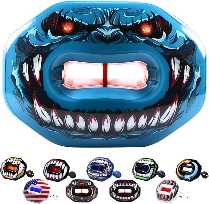 Oral Mart Flag Football Mouth Guard with 3D LipFit Design for Kids - Youth Tackle Football Mouthguard (No Boil) Cool Instant Fit Lip Guard Mouthpiece for Braces (Detachable Helmet Strap Included)