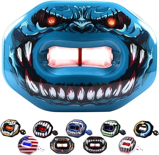 Oral Mart Flag Football Mouth Guard with 3D LipFit Design for Kids - Youth Tackle Football Mouthguard (No Boil) Cool Instant Fit Lip Guard Mouthpiece for Braces (Detachable Helmet Strap Included)