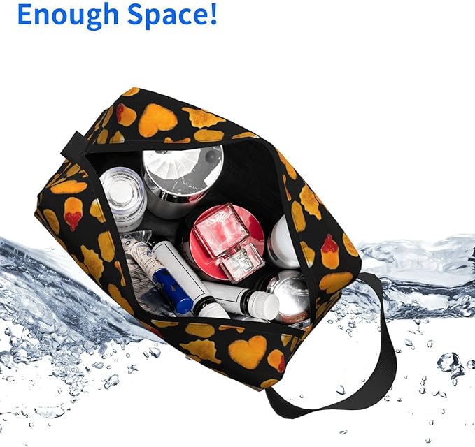 Creative Chicken Nuggets Toiletry Bag for Women Men Portable Travel Wash Bag Waterproof Gym Shaving Toiletries Cosmetic Organizer Bag, Shower Bathroom Toiletries Accessories Makeup Bag with Handle