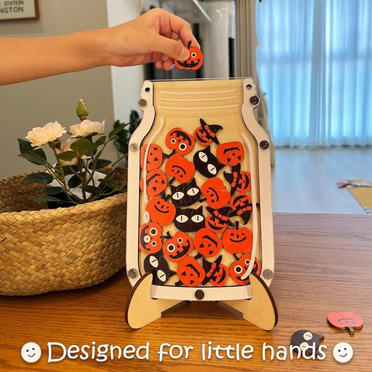 Magnetic Reward Jar for Kids, Classroom Reward System, Star Reward Jar, Incentive Good Behavior Responsibility Chart, Potty Training Rewards, Behavior jar for Boys Girls (Halloween)