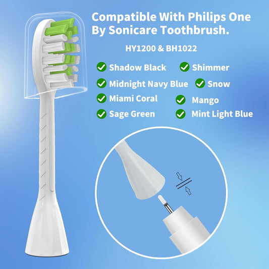 Toothbrush Replacement Heads Compatible with Philips One Series Sonicare Battery Toothbrush BH1022/07, 10 Pack Replacement Heads, Soft Bristles, White