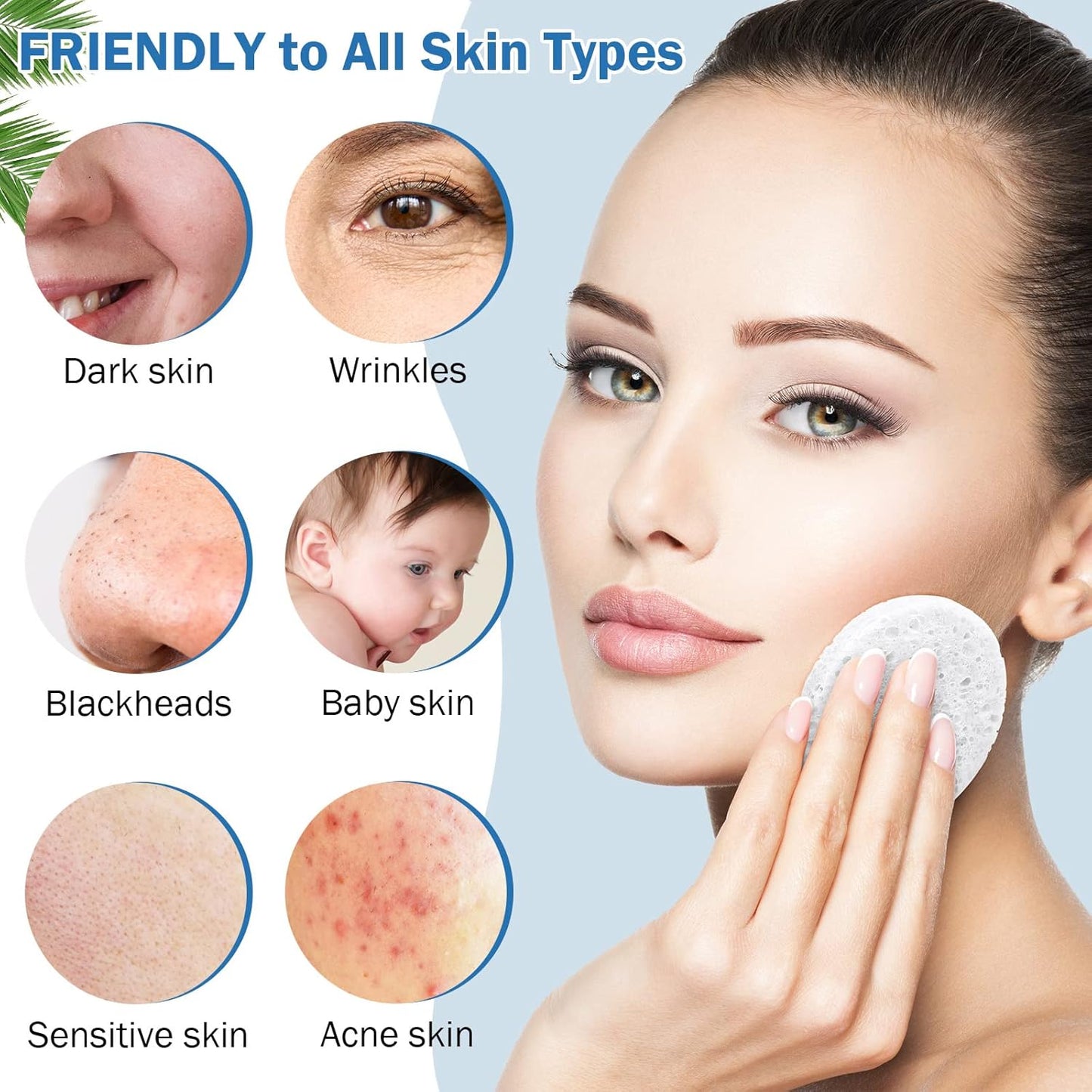 300 Count Compressed Facial Sponges Natural Face Sponges for Cleansing Disposable Facial Exfoliating Pads for Estheticians(White)