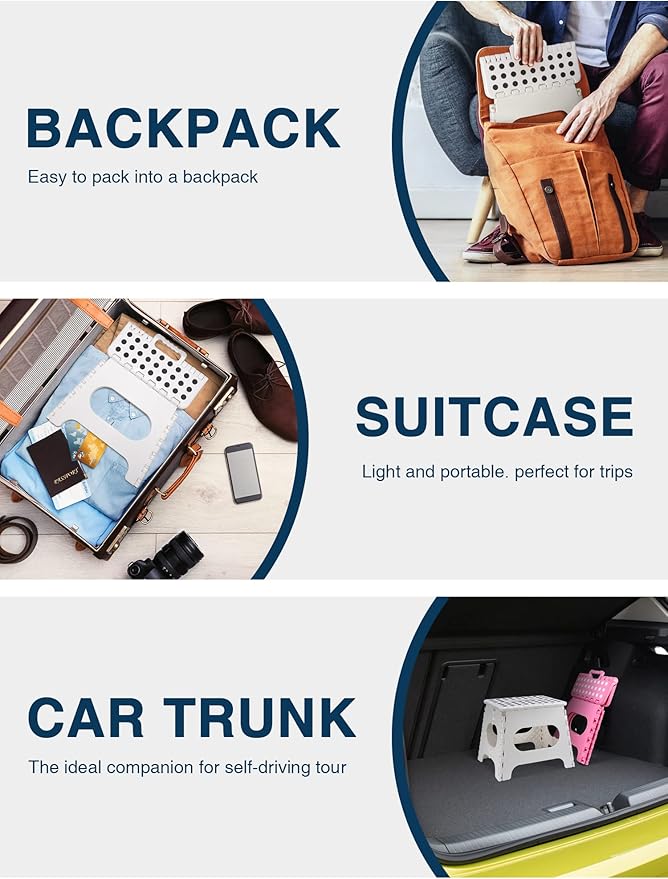 Dyforce Non-Slip Folding Step Stool - 11 inch Height Premium Heavy Duty Foldable Step Stool for Kids, Kitchen Garden Bathroom Camping Stepping Stool - White