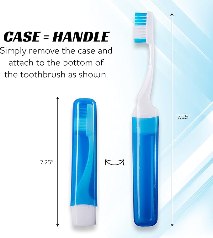 Lingito Mini Travel Toothbrushes with Cover - 3 Pack Firm, Portable, Adults Camping Toothbrush Kit
