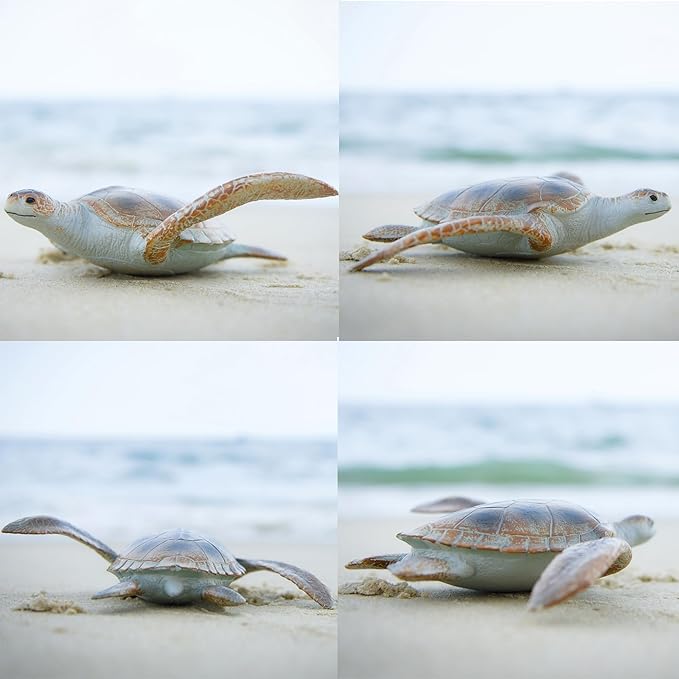 Gemini&Genius Sea Turtle Toys Sea Animal Action Figure, Sea Turtle Plastic Toy, Great for Kids Bath, Swimming, Beach Toys and Perfect Cake Coppers, Garden Decor (10 Inches)