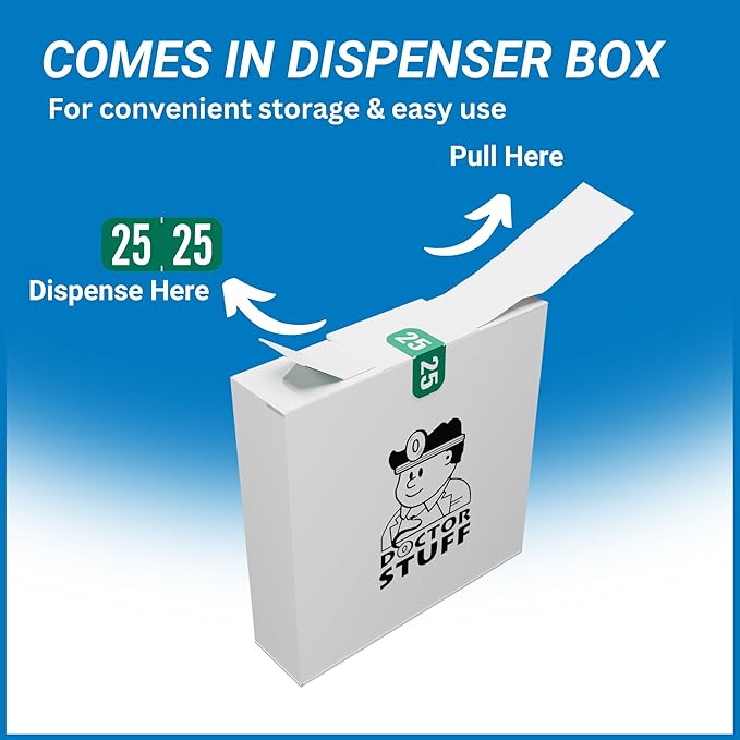 MINI 2025 Year Stickers, Doctor Stuff 2025 Chart Stickers, Green Color Coded, Tab 1287 Style, USA Made Year Labels for End Tab File Folders, 500 Labels/Roll in a Dispenser Box, 1/2" x 1-1/8"