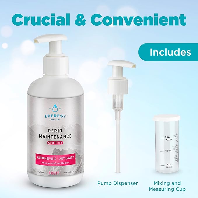 Perio Maintenance Alcohol Free Mouthwash – Concentrated Mouthwash for Bad Breath, Plaque, Sensitive Teeth, and Gingivitis or Gum Disease - Stannous Fluoride Rinse by Everest Oral Care 10 Fl oz