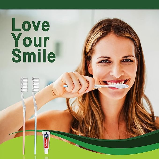 50 Pack Disposable Toothbrush Kit with Toothpaste, Individually Wrapped Travel Toothbrushes Soft Bristle Manual