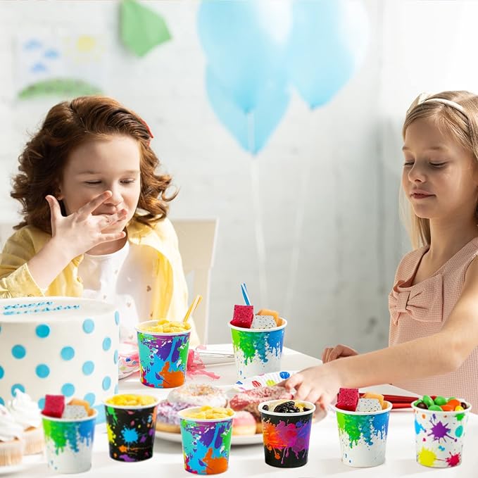 Tiamon 500 Pack 2 oz Paper Cups, Mini Mouthwash Disposable Bathroom Small Paper Drinking Espresso Cups for Home Office Travel Picnic Party Supplies(Artist Paint)