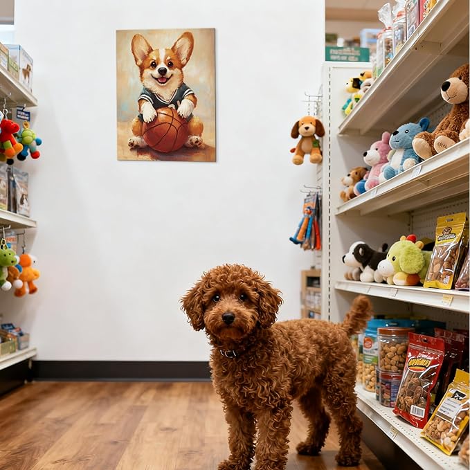 YOUHONG Animal Print Animal Canvas Wall Art Dog Art with Inner Wooden Frame - Lightweight, Sports Wall Decor for Bedroom & Living Room Decoration Ready to Hang (12x15.7 Inches)