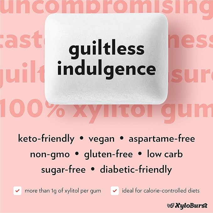XyloBurst Gum | Xylitol Chewing Gum | Sugar Free, Gluten Free, Keto Friendly | Aspartame Free Gum For Oral Health | Cinnamon | 100-Count Jar