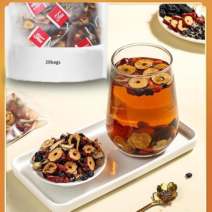 Ginseng Seven Treasure Herbal Tea, Organic Kidney Detox & Cleanse Blend for Women & Men, 7 Natural Ingredients Herbal Formula, 40 Bags, 1 Pack