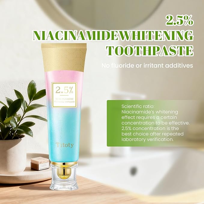 Niacinamide Whitening Toothpaste, 2.5% Niacinamide Intensive Whitening Toothpaste with Natural Gentle Care Deep Stain Removal Clean Mint Flavor, Improves Gum Health, Fresh Breath (1)