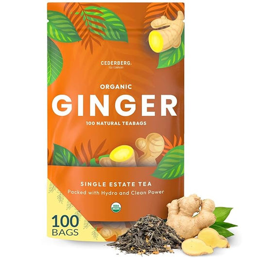 Organic Ginger Tea — 100 Tea Bags | Organic Herbal Tea From Single Origin | Eco-Friendly | Non-GMO Caffeine Free | Cederberg Tea Company.