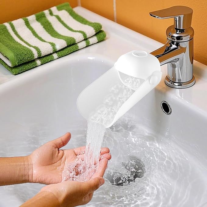 KOMIDK Faucet Extender for Bathroom Sink Faucet Extender for Toddlers Bathroom Sink Kitchen Bathtub (White)