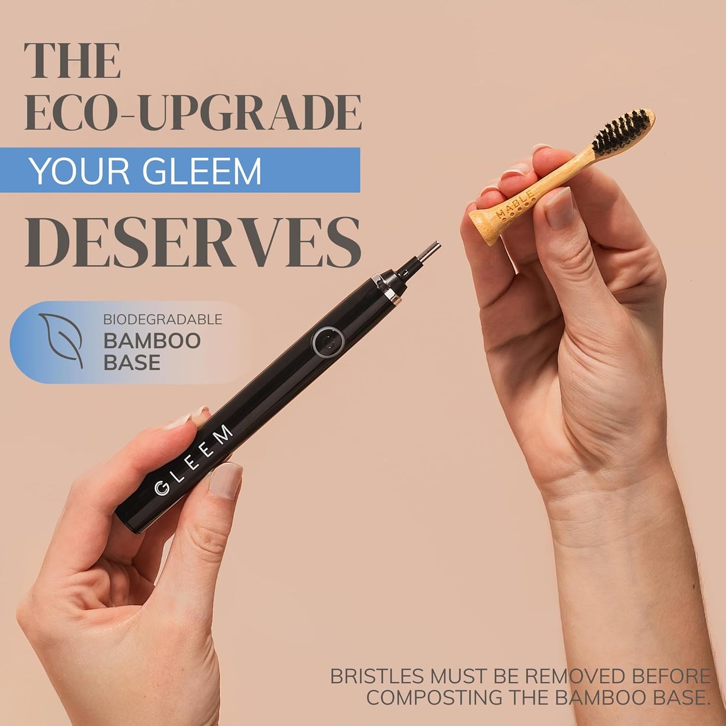 Bamboo Electric Toothbrush Heads | Compatible with Gleem Electric Toothbrush | 4 Brush Heads with Soft Bristles | Plant-Based Adult Size Replacement Heads