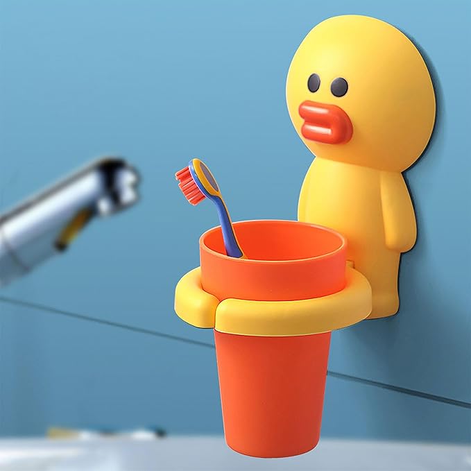 Kids Toothbrushes Holder Animal Tooth Cup Holder Wall Mounted Sucker Toothpaste Storage Set Cute Household Toothpaste Rack Mouthwash Cup Rack for Children,No Punching Shelf Bracket with Cup
