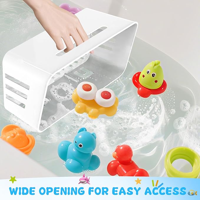 Lysam Bath Toy Storage 2 Packs, Large Bath Toy Holder with 3 Compartment, Quick Dry Bathtub Toy Organizer, Bath Tub Toy Net, Shower Toy Basket & Bin, Bathroom Accessories for Baby,Toddler,Kids（White）