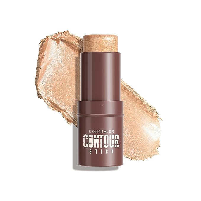 Highlighter Stick, Sheer Glow Cream Highlighter for Natural Radiant Skin, Blendable & Buildable Color, Non Caking, Long Lasting, SweatProof & Cruelty-Free, For All Skin Tones (04 Champagne Shimmer)