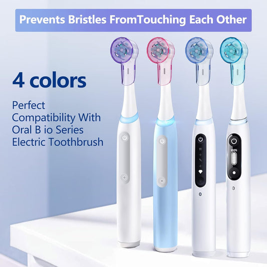 Toothbrush Head Covers for Oral B iO Toothbrush Heads, Toothbrush Caps Suitable for Oral B Round Electric Toothbrush Head, iO Brush Head Covers for Travel & Home (4 Pcs, Colourful)