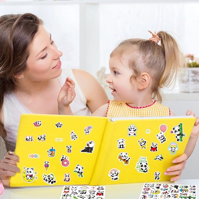 Cute Panda Stickers Cool Funny Panda Adhesive Waterproof Stickers 665 Counts for Zoo Animal Birthday Invitations Envelopes Decorations Party Goodie Gifts Bags Decor School Game Class Rewards