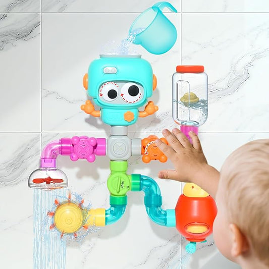 STEM Building Bath Toys for Kids Ages 4-8 | 21PCS DIY Water Pipe Assembly Kit with Storage Bag | Educational Shower Toys for Kids Ages 3-5 | Creative Tub Time Birthday Gifts for Boys & Girls