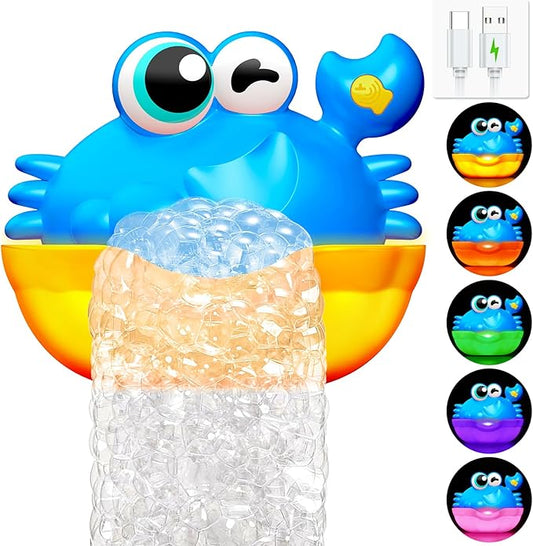 Light Up Crab Bath Bubble Maker Bathroom Toys for Kids Ages 1-3 4-8,Bath Bubble Machine with Colourful Light Toddler Bathub Toy Gifts for Kids