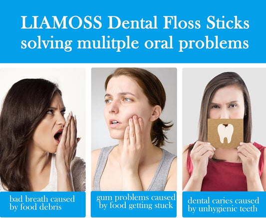 Twin Line Dental Floss Picks,300 Count Mint Flavor Dental Flossers,No Break No Shred Tooth Picks Sticks,Double Clean for Food Debris,Perfect Clean Teeth for Traveling and Outgoing(Mint,3Pack)