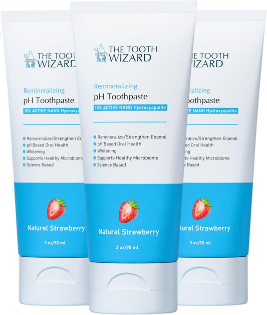 pH Balancing Toothpaste | Natural Strawberry Flavor | Fluoride-Free | SLS-Free | Gentle Whitening | Supports Healthy Oral Microbiome | 3 Pack