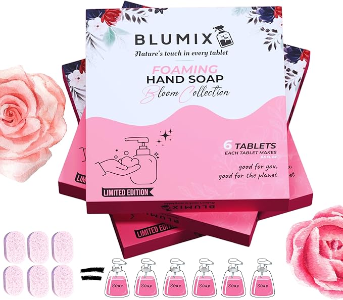 Foaming Hand Soap Tablet Refill – 6 Pack | Rose Scent | Eco-Friendly, Non-Toxic, Plastic-Free, Zero Waste, Just-Add-Water | Safe for Kids, Home & Travel (Rose)
