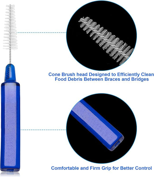 B Rush Interdental Advanced Brush for Braces, Oral Teeth Cleaning, Dental Disposable Soft Flossing Brushpicks Removes Plaque, Tapered Head Reach Both Small Tight Gaps and Wide Spaces (100 Pcs)