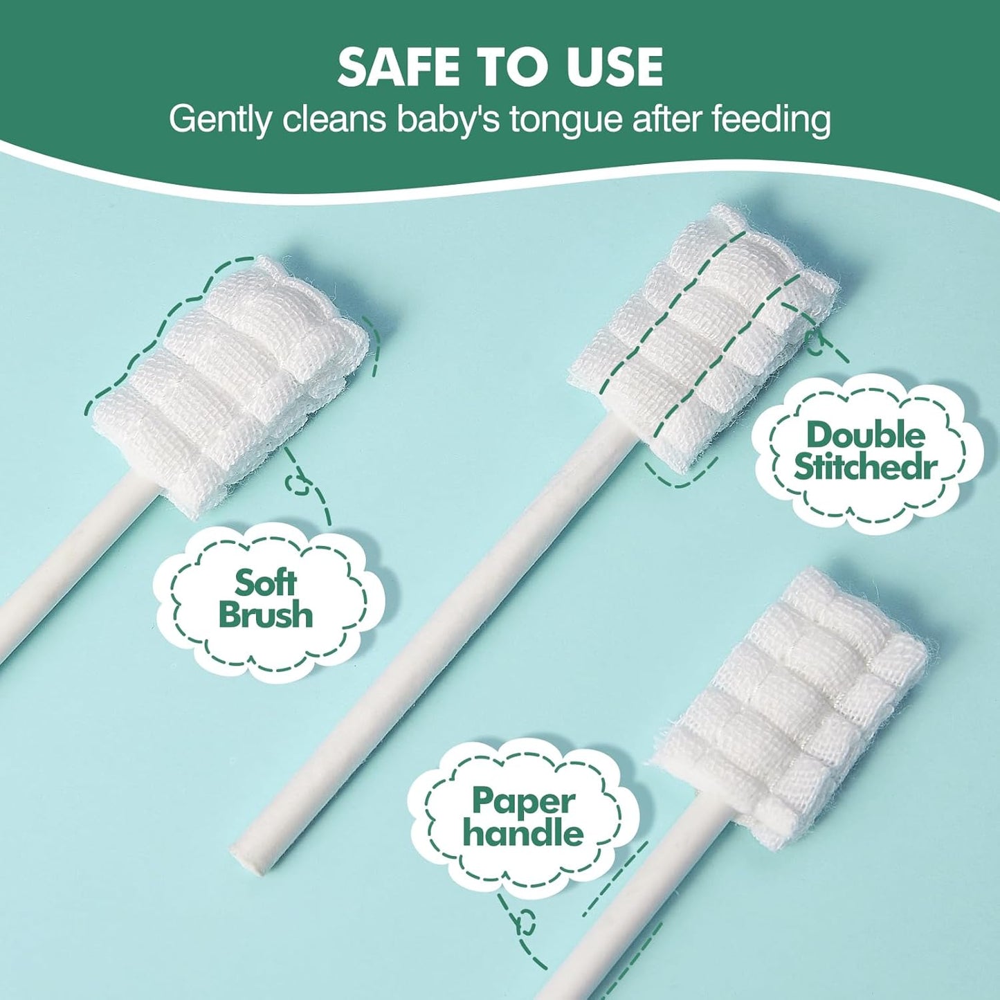 52Pcs Baby Tongue Cleaner, Disposable Baby Toothbrush Oral Cleaner, Infant Gum and Tooth Cleaning Stick for Newborns, Toddler Mouth Cleaner