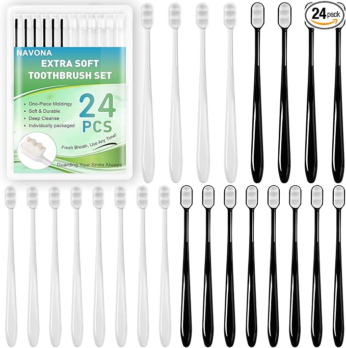 24 PCS Nano Toothbrush, Soft Bristle Toothbrush, Extra Soft Toothbrushes for Adults, Ultra Soft Toothbrushes With 20000 Micro Bristle for Pregnant Women, Elderly, Gum Recession, Protect Fragile Gum