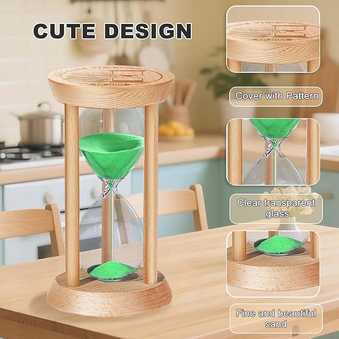 SuLiao Wooden Sand Timer 2 Minute Hourglass, Wood Turquoise Sand Clock, Small Watch 2 Min Timer, Hour Glass Sandglass for Home, Reloj De Arena, Office, Decorative, Game, Classroom