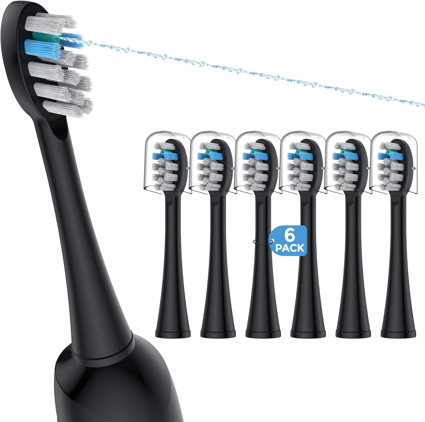 6 Pack Toothbrush Replacement Heads Compatible with WaterPik Sonic Fusion 2.0, FitMount Flossing Brush Head Fit for Water-Pic SF-01W SF-02W and 2.0 SF-03 SF-04