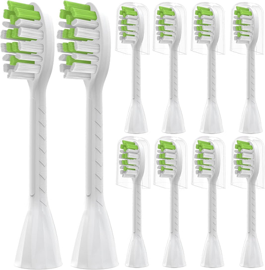 Toothbrush Replacement Heads Compatible with Philips One Series Sonicare Battery Toothbrush BH1022/07, 10 Pack Replacement Heads, Soft Bristles, White