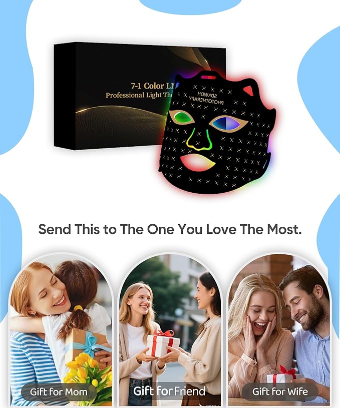 LED Light Therapy Mask, Red Light Therapy for Face - Red Light for Anti-Aging & Wrinkles, Blue for Acne, IR for Deep Repair, At-Home Device, FDA Cleared, Portable & Rechargeable